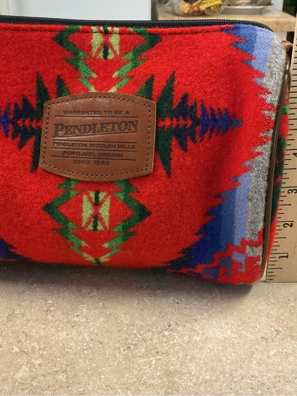 Pendleton Travel Cosmetic Bag 100% Wool Southwestern Aztec Navajo Pouch - Picture 7 of 8